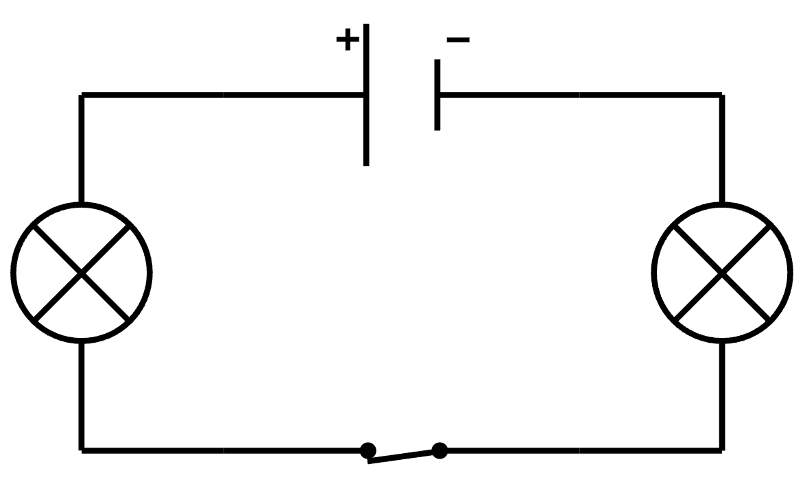 Schéma circuit en série avec deux lampes identiques
