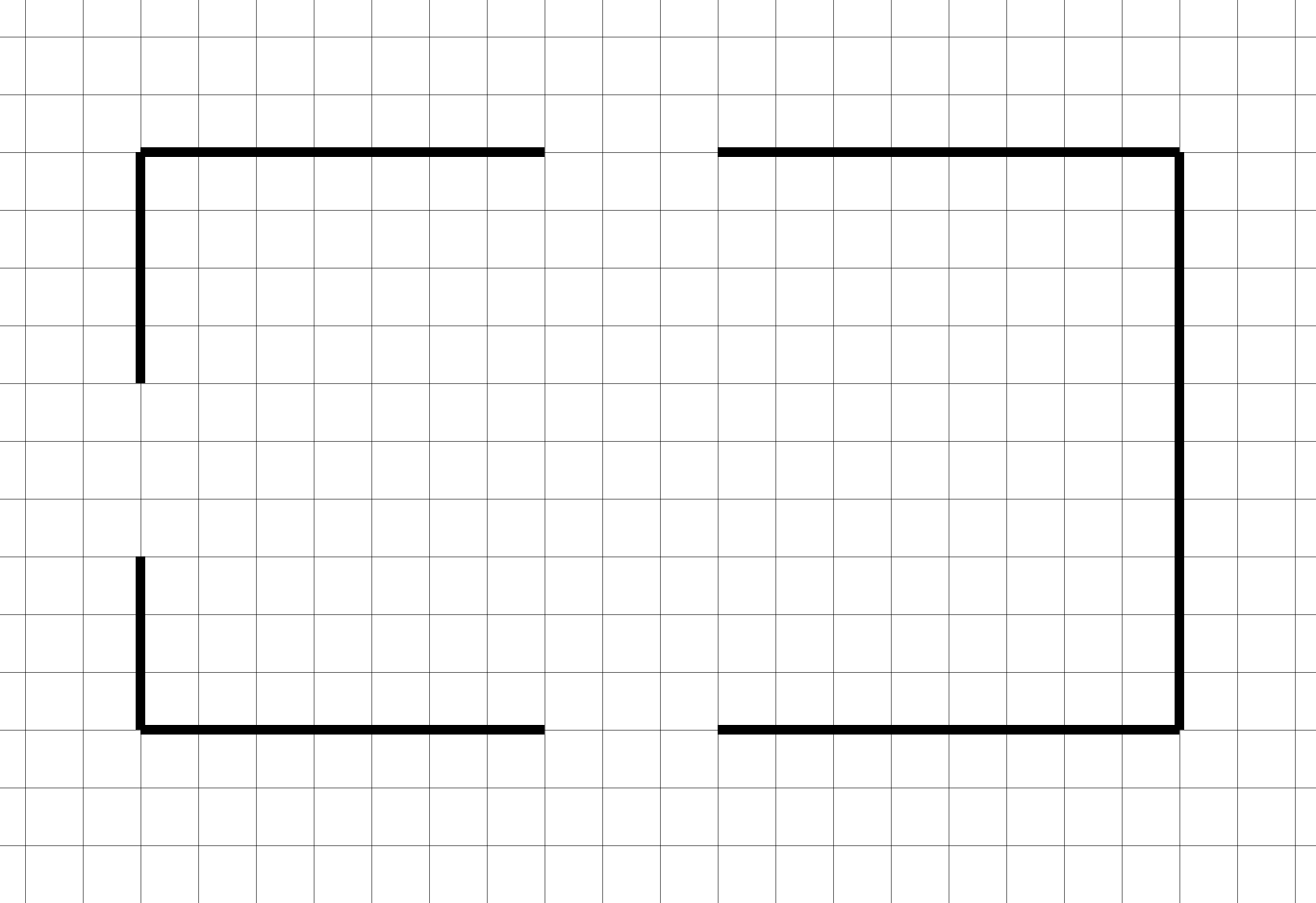 Rectangle avec marques pour l'emplacement des dipôles